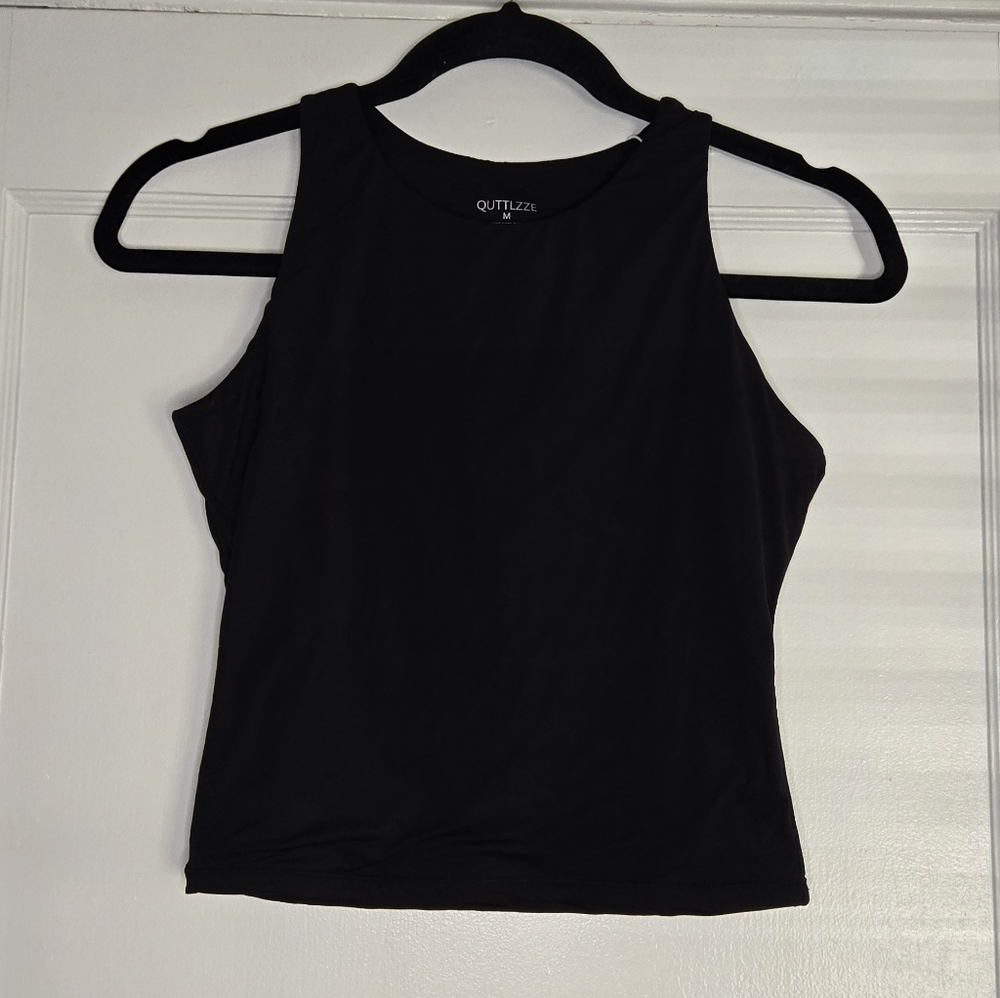 Womens Black Athletic Tank Top Medium Workout Gym Activewear